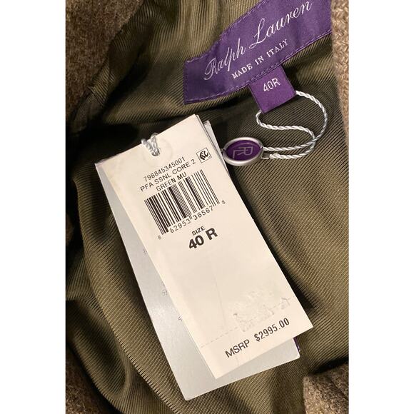 NWT $2995 Ralph Lauren Purple Label Men's Wool/Silk Coat Green Size 40 Italy - Picture 12 of 12